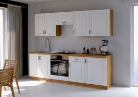 Kuhinjski sestav Stilo - bel/hrast artisan - 250 cm - 1 sestav