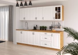 Kuhinjski sestav Stilo - bel/hrast artisan - 260 cm - 1 sestav