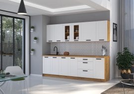 Kuhinjski sestav Luna - bel/artisan hrast - 250 cm - 1 sestav