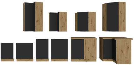 Stolarz-Lempert - Spodnja omara Aria - črna/artisan hrast - 60 ZL 1S BB