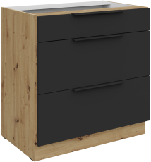 Spodnja omara Aria - črna/artisan hrast - 80 D 3S BB