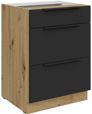 Spodnja omara Aria - črna/artisan hrast - 60 D 3S BB