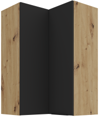 Zgornja kotna omara Aria - črna/artisan hrast - 60x60 GN-90 2F (90°)
