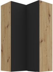 Zgornja kotna omara Aria - črna/artisan hrast - 60x60 GN-108 2F (90°)