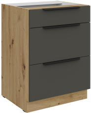 Spodnja omara Aria - siva/artisan hrast - 60 D 3S BB