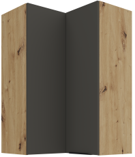Zgornja kotna omara Aria - siva/artisan hrast - 60x60 GN-90 2F (90°)