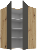 Stolarz-Lempert - Zgornja kotna omara Aria - siva/artisan hrast - 60x60 GN-90 2F (90°)