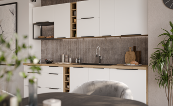Stolarz-Lempert - Vrata za vgradni pomivalni stroj Aria - bela/artisan hrast - ZM 713x596