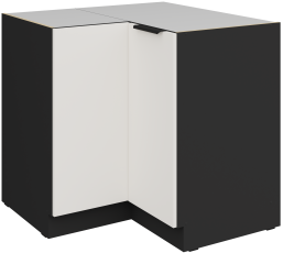 Spodnja kotna omara Aria - bela/črna - 90x90 DN 2F BB