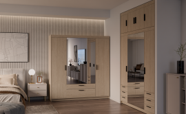 Garderobna omara Elena DO04 z ogledalom - oljen hrast