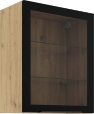 Zgornja vitrina Stolarz - 60 GS-72 1F - artisan hrast/črna