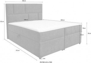 Ropez - Boxspring postelja Lola - 140x200 cm