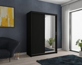 Garderobna omara z drsnimi vrati Chicago Wave 150 - črna 