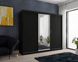 Garderobna omara z drsnimi vrati Chicago Wave 250 - črna 