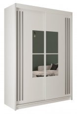 Garderobna omara z drsnimi vrati Jamajka 150 - bela s sivimi letvicami 