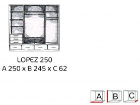 Arkos meble - Garderobna omara z drsnimi vrati Lopez 250