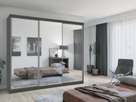 Garderobna omara z drsnimi vrati Lux 250 LED - siva 