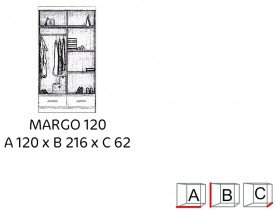 Arkos meble - Garderobna omara z drsnimi vrati Margo 120