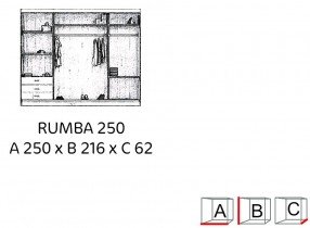 Arkos meble - Garderobna omara z drsnimi vrati Rumba 250 - črna