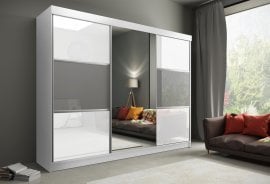 Garderobna omara z drsnimi vrati Rumba 250 - bela