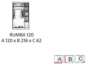 Arkos meble - Garderobna omara z drsnimi vrati Rumba 120