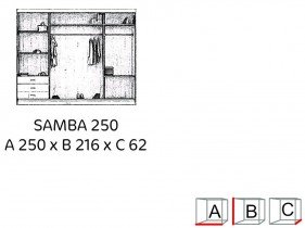 Arkos meble - Garderobna omara z drsnimi vrati Samba 250 - črna