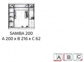 Arkos meble - Garderobna omara z drsnimi vrati Samba 200 - črna