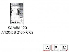 Arkos meble - Garderobna omara z drsnimi vrati Samba 120 - črna