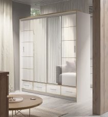 Garderobna omara z drsnimi vrati Sevilla LED 200 - bela