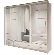 Garderobna omara z drsnimi vrati Sevilla LED 250 - bela