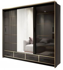 Arkos meble - Garderobna omara z drsnimi vrati Sevilla LED 250 - črna
