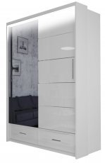 Arkos meble - Garderobna omara z drsnimi vrati Sycylia LED 150 - bela