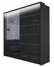 Arkos meble - Garderobna omara z drsnimi vrati Sycylia LED 200 - črna
