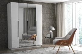 Garderobna omara z ogledalom Paris 160 cm - bela