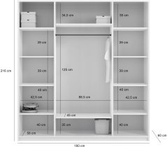 Arkos meble - Garderobna omara z ogledalom Paris 180 cm - bela