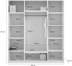 Arkos meble - Garderobna omara Paris 160 cm - siva