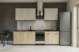 Kuhinjski sestav Сraft 200 cm - graphite grey/Sivi сraft hrast/Zlati сraft hrast