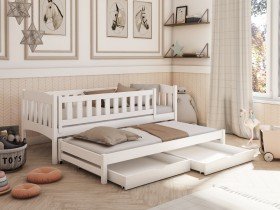 Lano - Otroška postelja z dodatnim ležiščem Amelka - 80x180 cm - Bela
