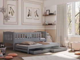 Lano - Otroška postelja z dodatnim ležiščem Amelka - 80x180 cm - Siva