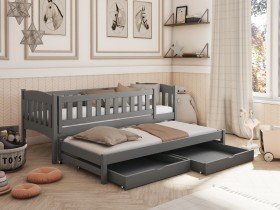 Lano - Otroška postelja z dodatnim ležiščem Amelka - 80x180 cm - Grafit