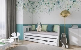 Otroška postelja z dodatnim ležiščem Amelka - 90x200 cm - bela