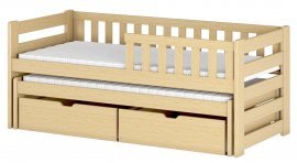 Lano - Otroška postelja z dodatnim ležiščem Bolko - 80x160 cm - Bor