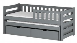 Lano - Otroška postelja z dodatnim ležiščem Bolko - 80x180 cm - Siva