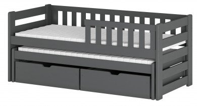Lano - Otroška postelja z dodatnim ležiščem Bolko - 80x180 cm - Grafit