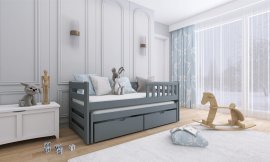 Lano - Otroška postelja z dodatnim ležiščem Bolko - 80x200 cm - Siva