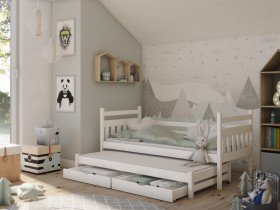 Lano - Otroška postelja z dodatnim ležiščem Daniel - 80x180 cm - Bela