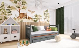 Lano - Otroška postelja z dodatnim ležiščem Daniel - 80x200 cm - Grafit