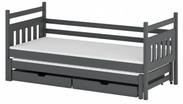 Lano - Otroška postelja z dodatnim ležiščem Daniel - 90x190 cm - Grafit