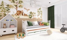 Lano - Otroška postelja z dodatnim ležiščem Daniel - 90x200 cm - Bela