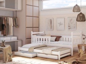 Lano - Otroška postelja z dodatnim ležiščem Dominik - 80x200 cm - Bela